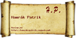 Hamrák Patrik névjegykártya
