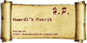 Hamrák Patrik névjegykártya